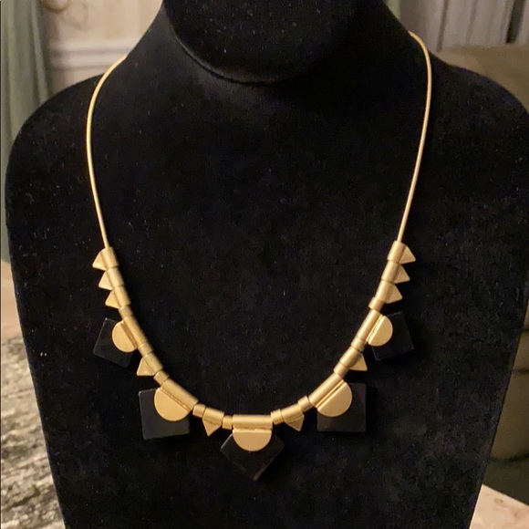 Abstract Brushed Goldtone Black Madewell Necklace